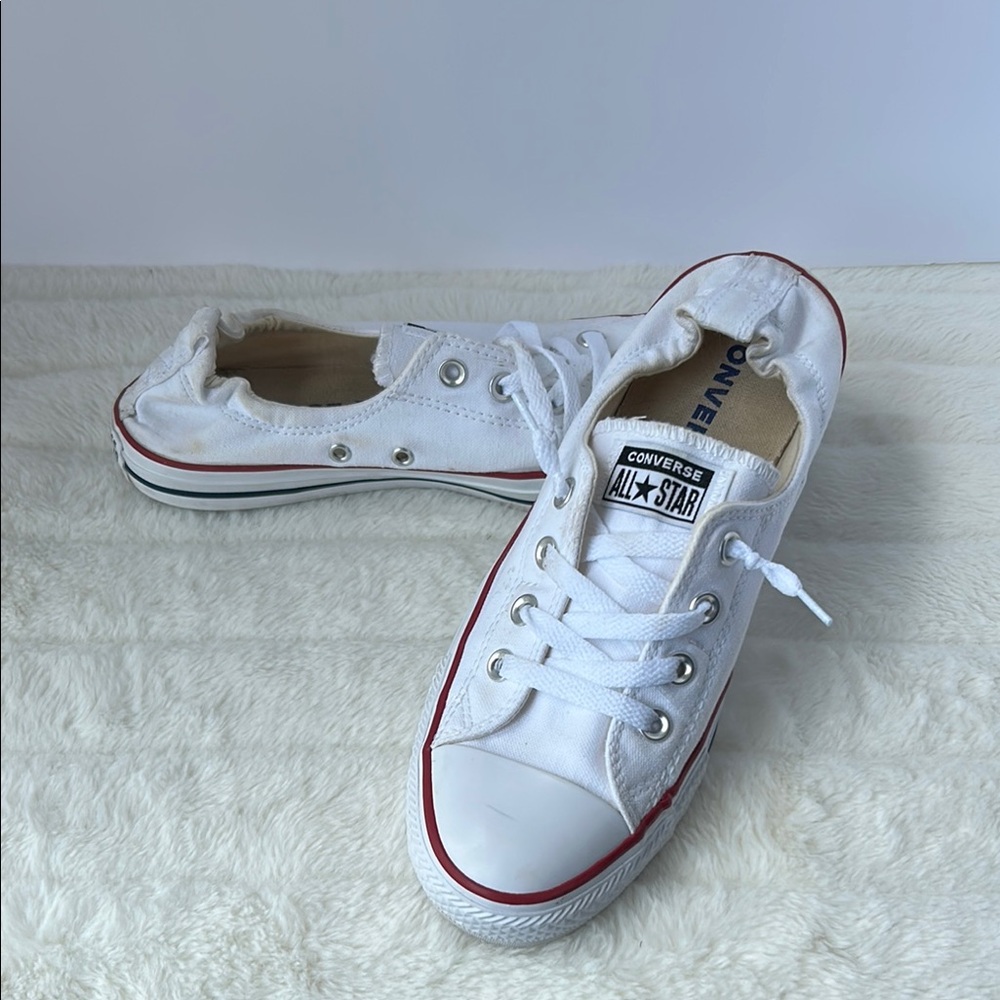 Converse White and Red Low-Top Sneakers